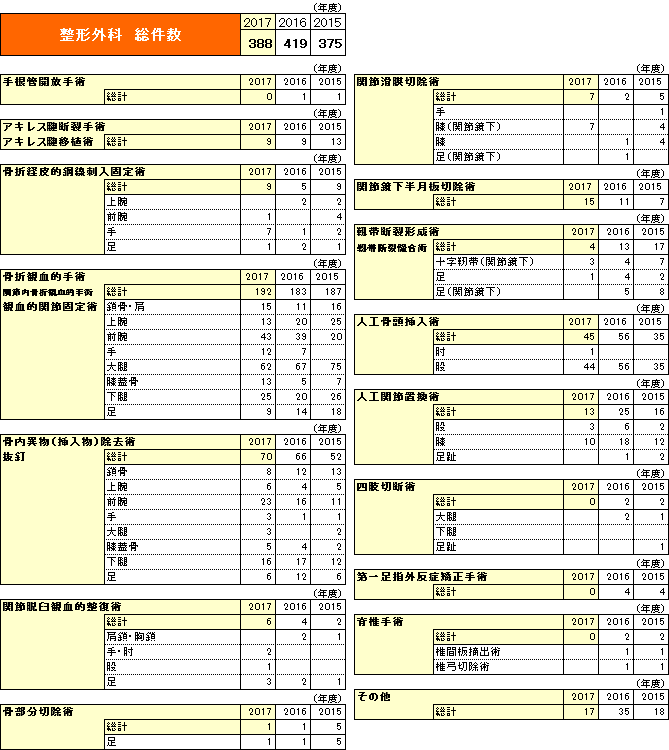 入院主要手術実績